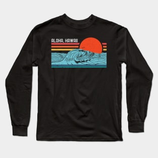 Retro Aloha Beach Surf Vintage Hawaii Surfing Wave 80s 70s Long Sleeve T-Shirt